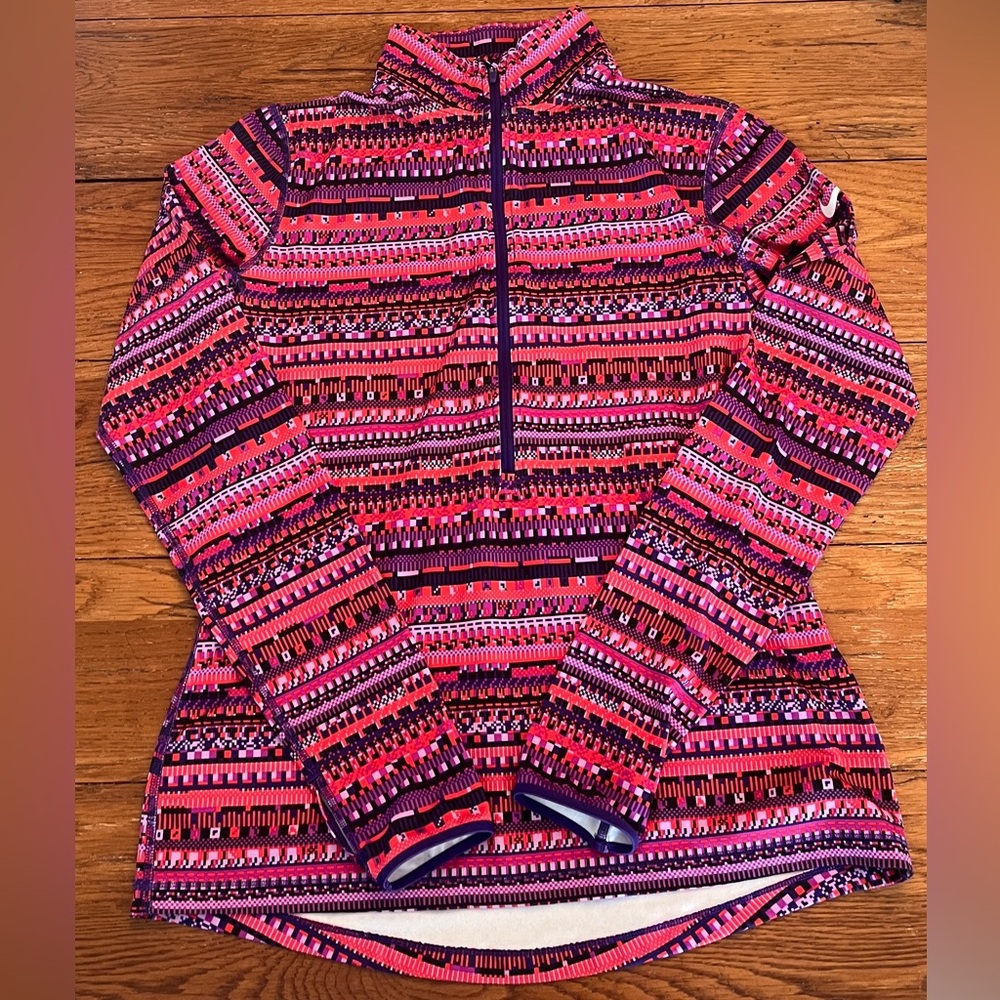 Nike Pro Dri-Fit Tribal Print Hyperwarm 8 Bit Half Zip Pullover